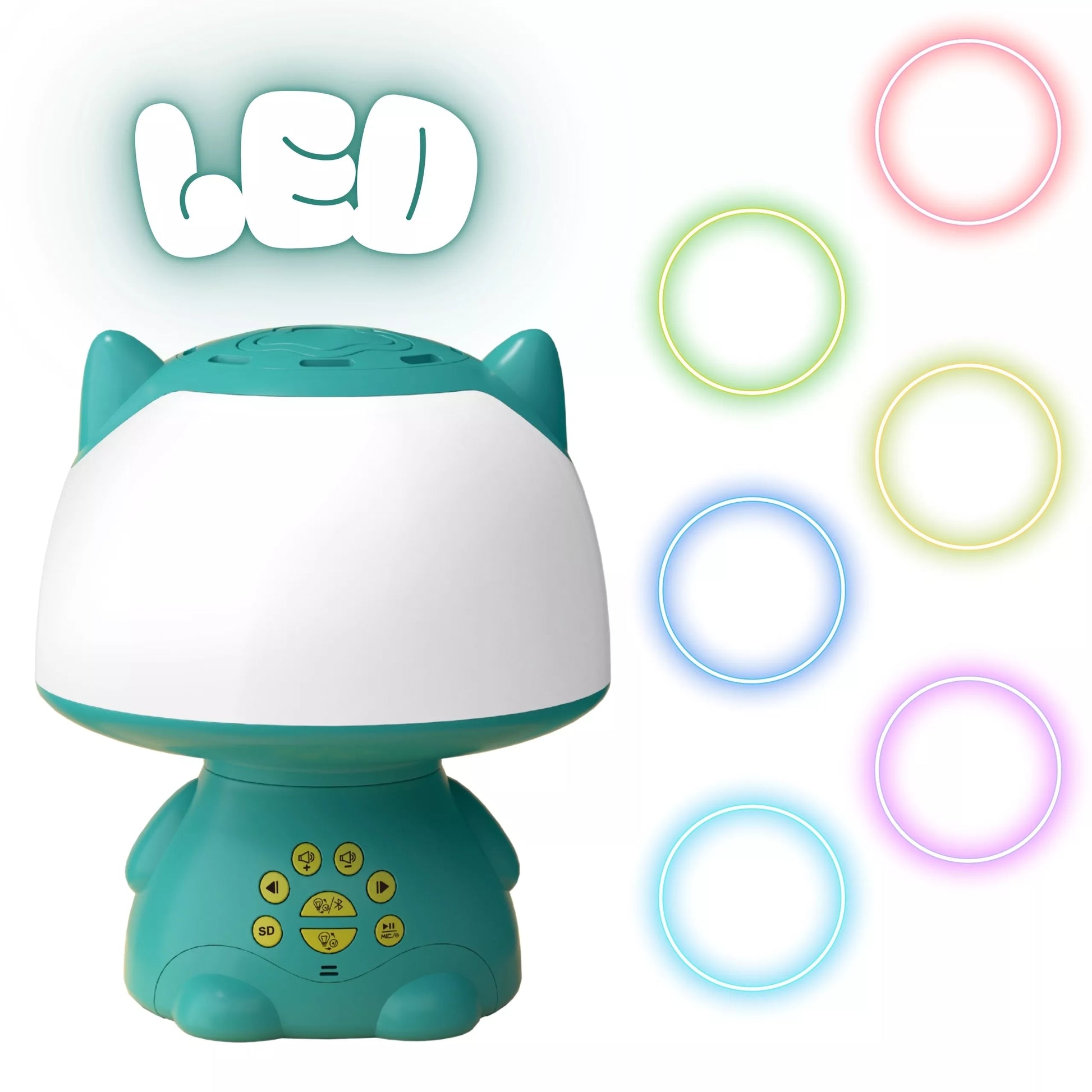 WOOPIE Daugiafunkcinė RGB lempa, Bluetooth garsiakalbis, Karaoke balso moduliatorius.