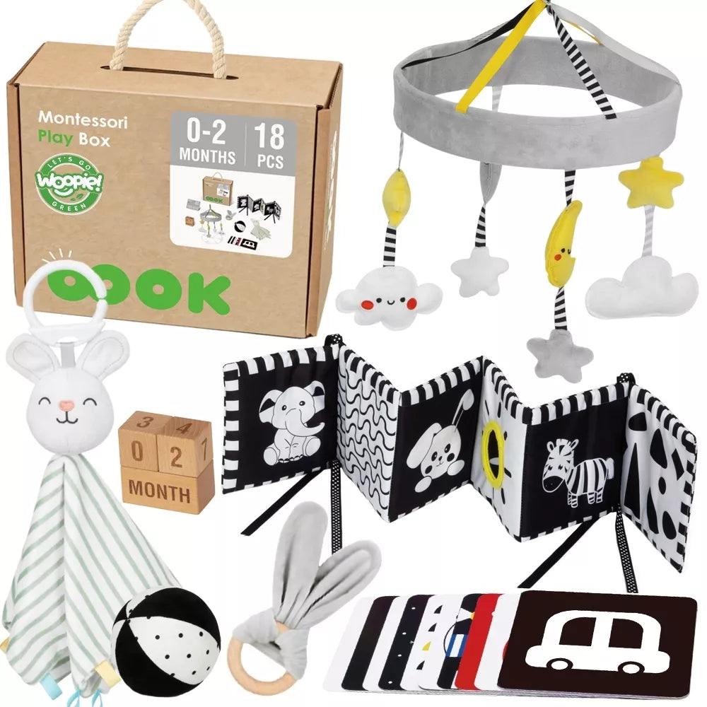 WOOPIE GREEN Box XXL Montessori Box Educational 7in1 Sensorinė 0-2 mėn.