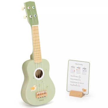 Viga medinė ukulele gitara vaikams, žalia, su natomis