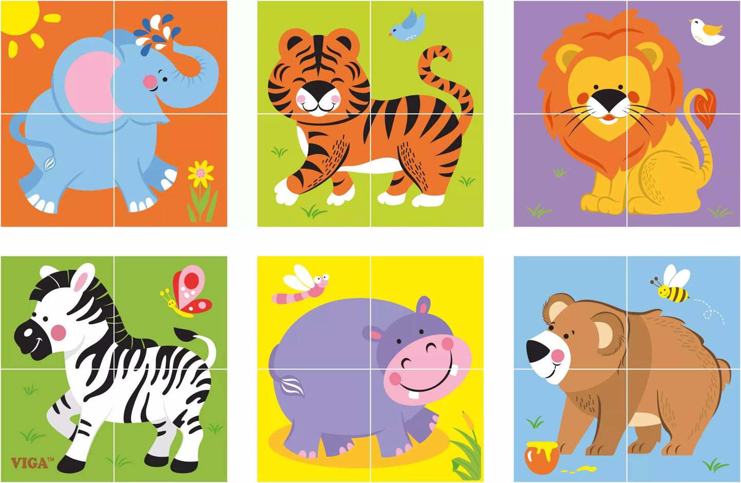 Medinė dėlionė „Zoologijos sodas“ – 4 kaladėlės