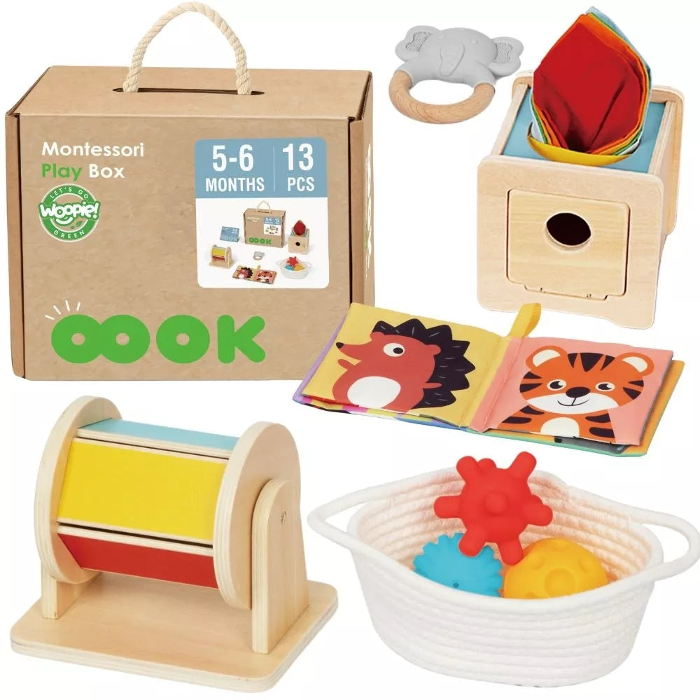 WOOPIE GREEN Box XXL Montessori Box Educational 6in1 Sensorinė 5-6 mėn