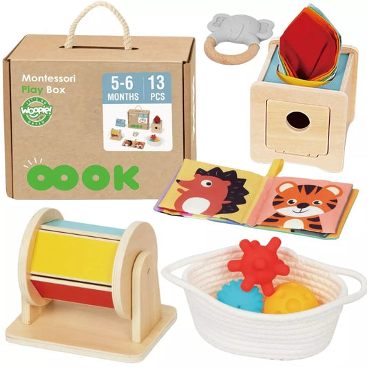 WOOPIE GREEN Box XXL Montessori Box Educational 6in1 Sensorinė 5-6 mėn