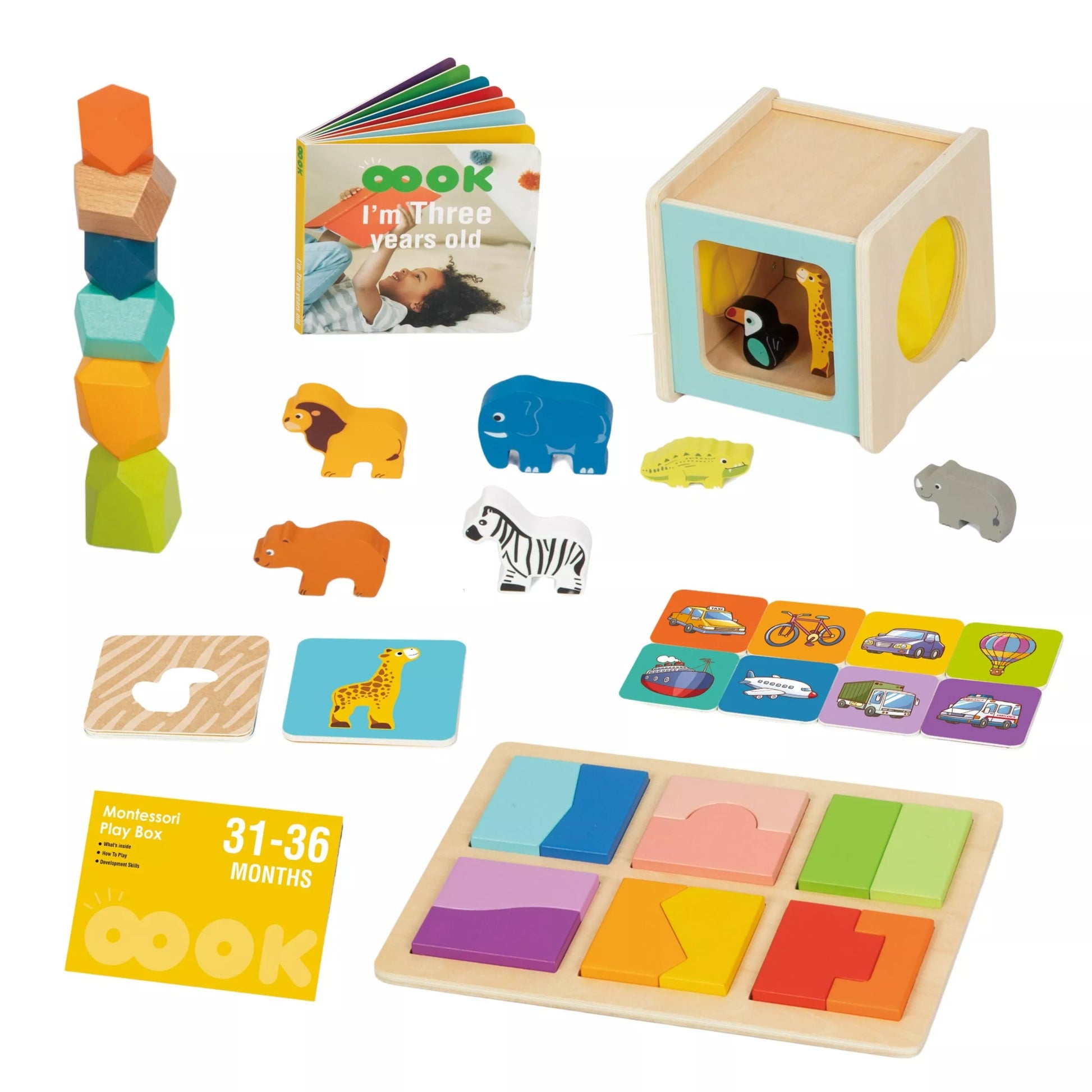 WOOPIE GREEN Box XXL Montessori Box Educational 7in1 Sensorinė 31-36 mėn.