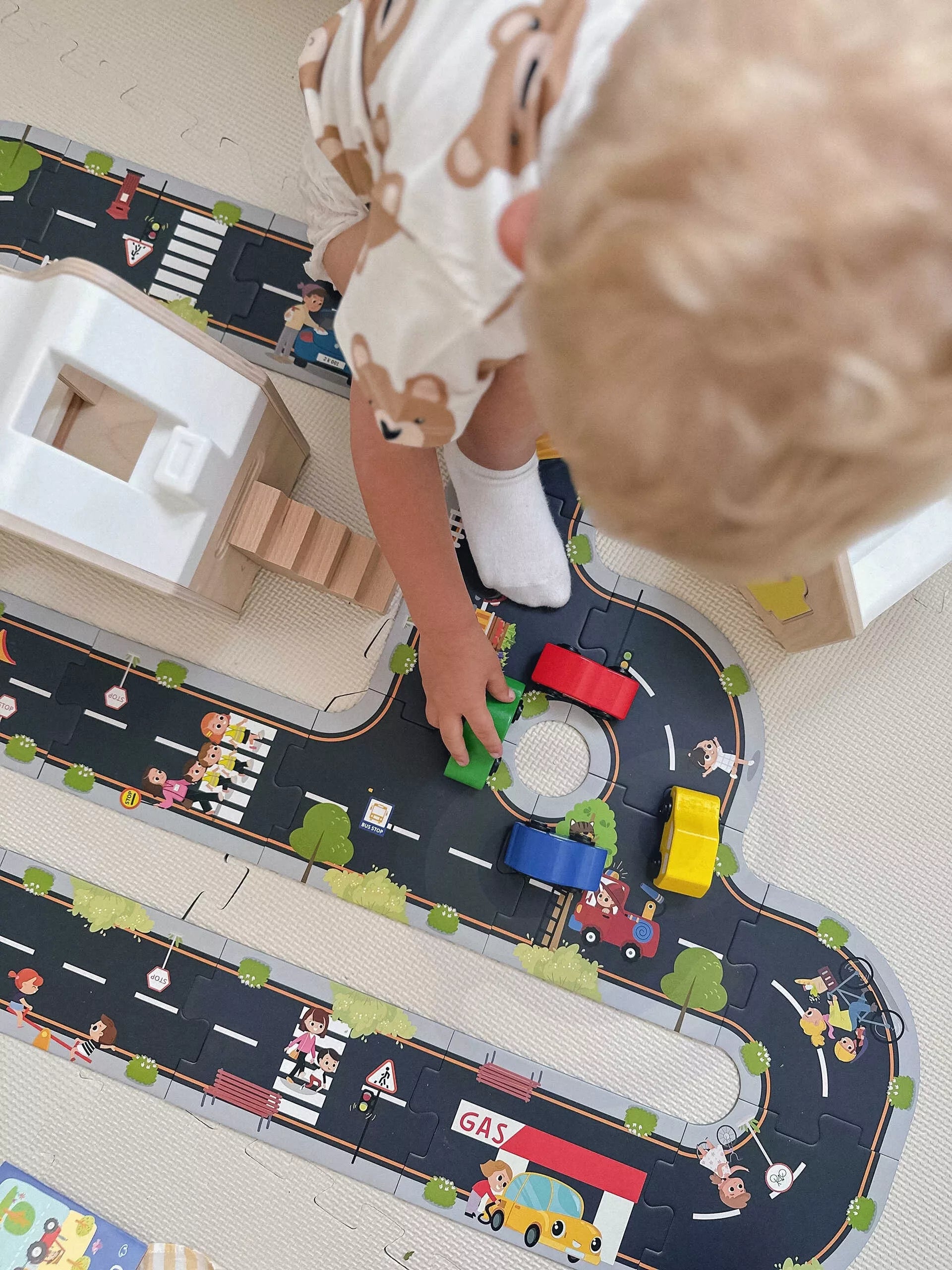 WOOPIE GREEN dėlionė vaikams, greitkelio modelis, 21 detalė, sertifikuota FSC