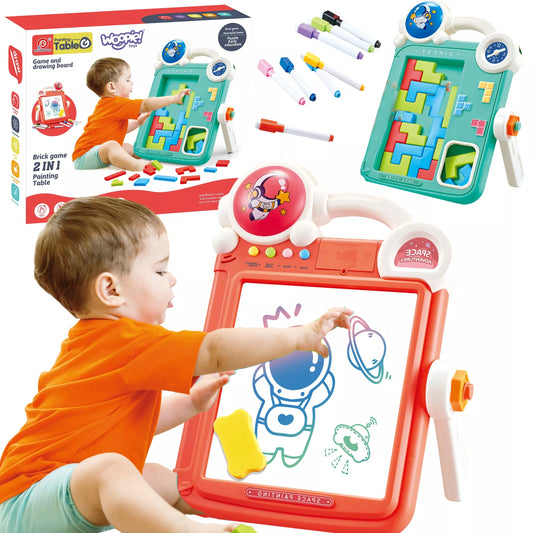 WOOPIE dvipusė piešimo lenta Tetris žaidimas 2in1 oranžinė