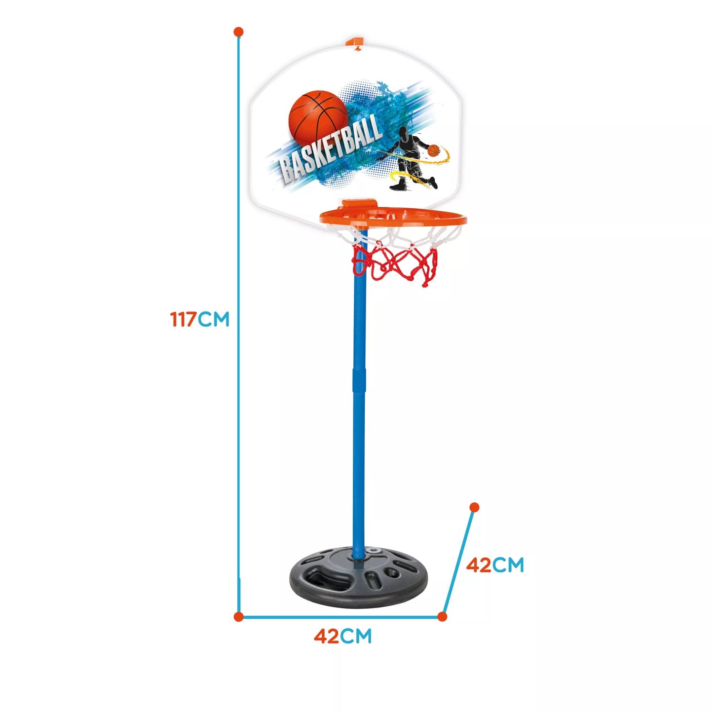 WOOPIE klasikinis krepšinio rinkinys 117 cm + kamuolys