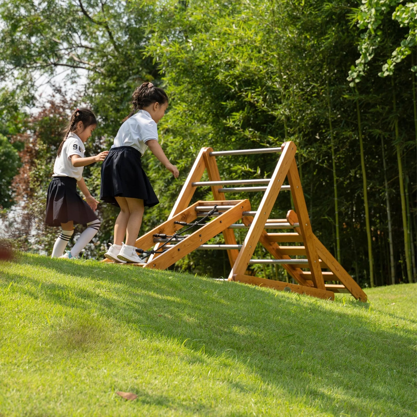 CLASSIC WORLD EDU medinis žaidimų aikštelės XL Montessori laipiojimo kopėčių komplektas