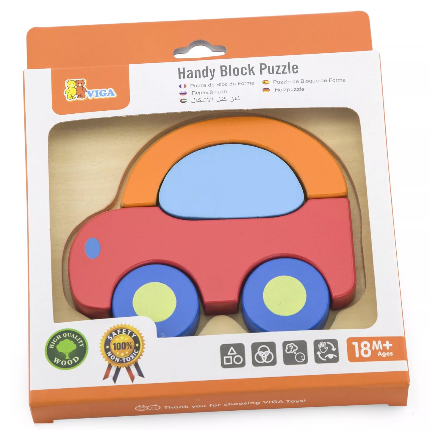 VIGA pirmoji medinė kūdikio dėlionė „Automobilis“