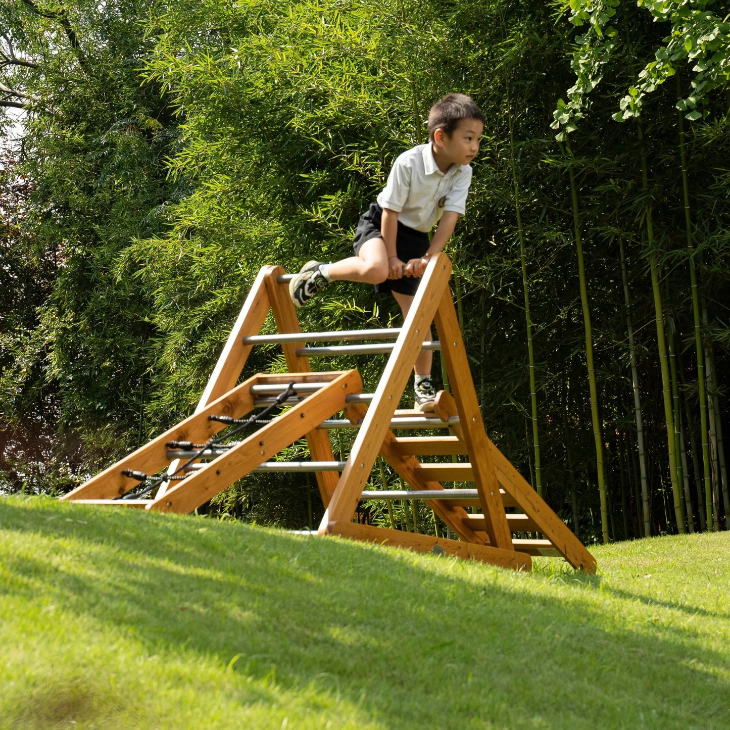 CLASSIC WORLD EDU medinis žaidimų aikštelės XL Montessori laipiojimo kopėčių komplektas