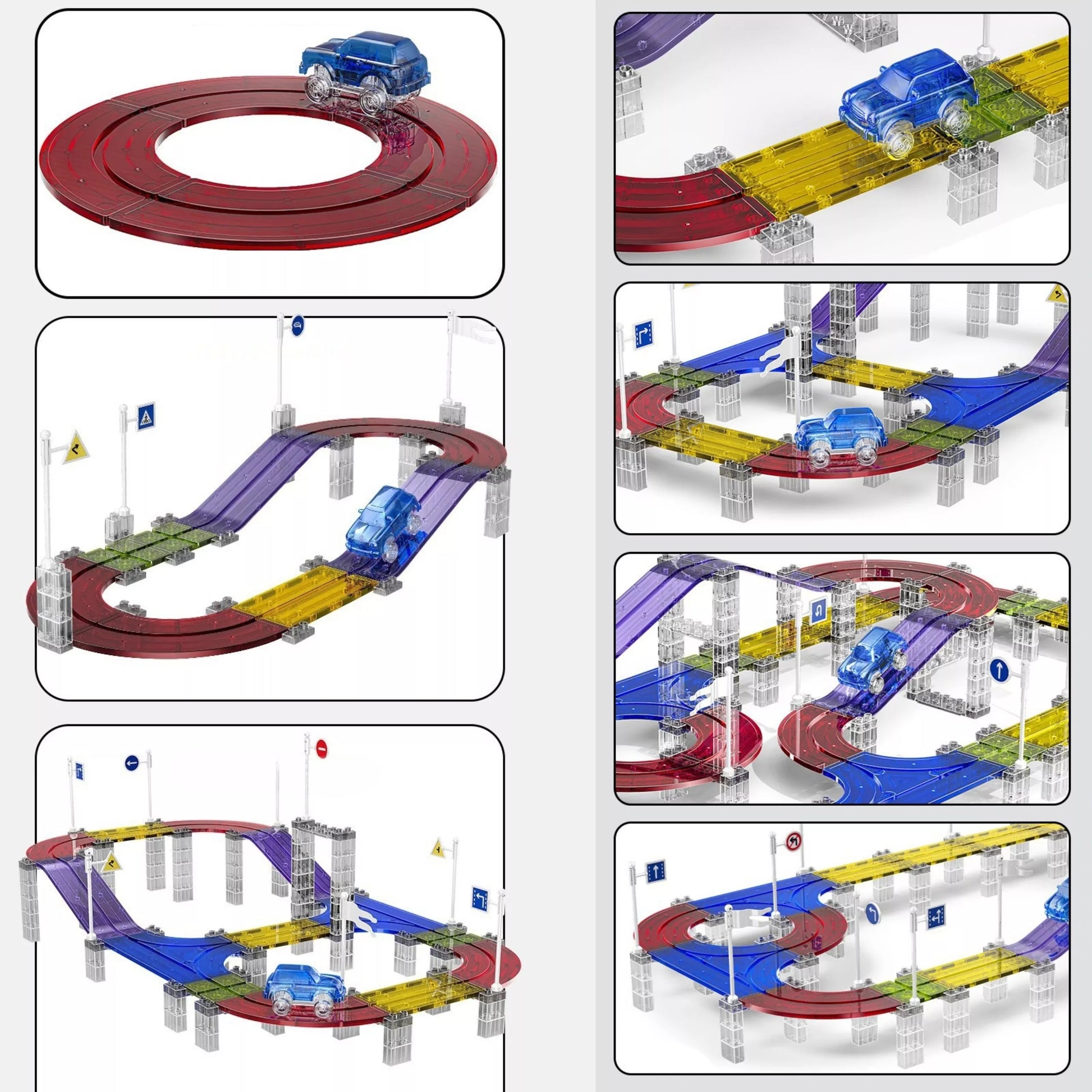 WOOPIE magnetinė automobilių lenktynių trasa + automobilis 76 vnt.