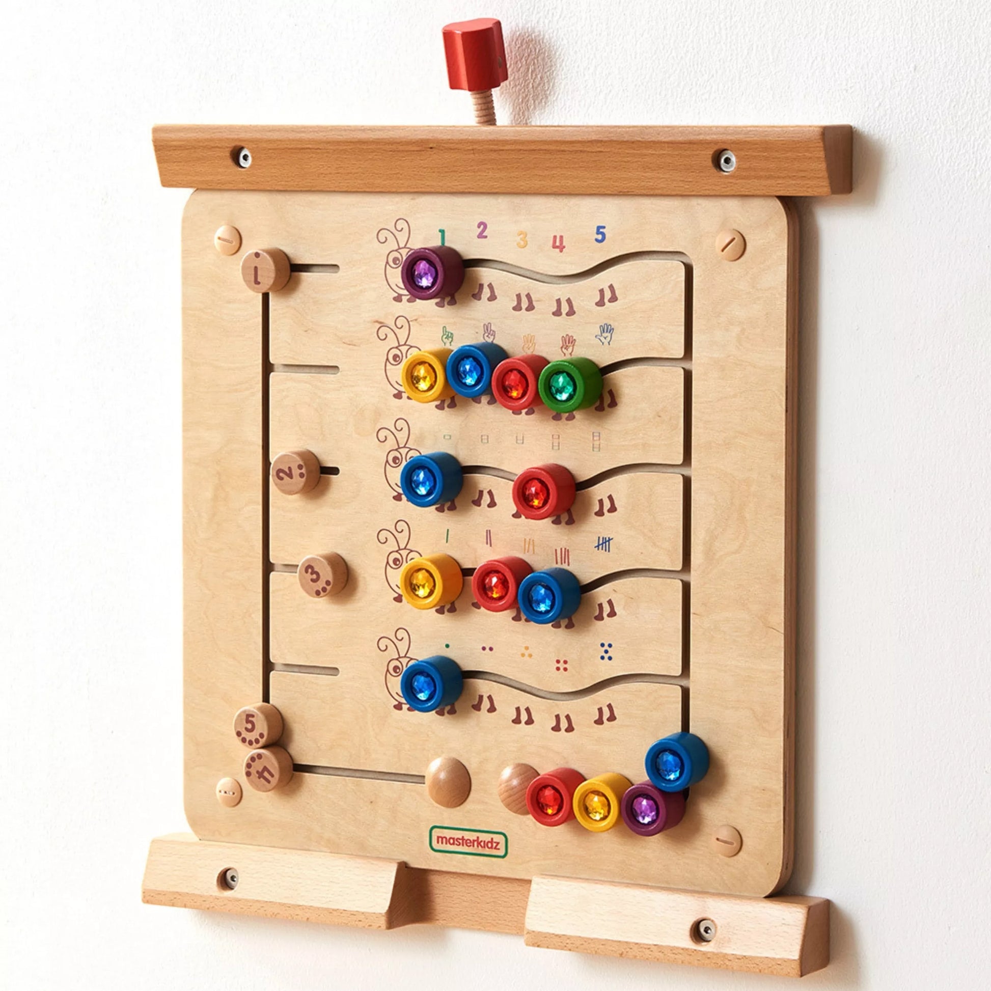 MASTERKIDZ Spalvingi Vikšrai Mokymosi Skaičiai ir Kiekiai – Montessori Mokomoji Sieninė Lenta