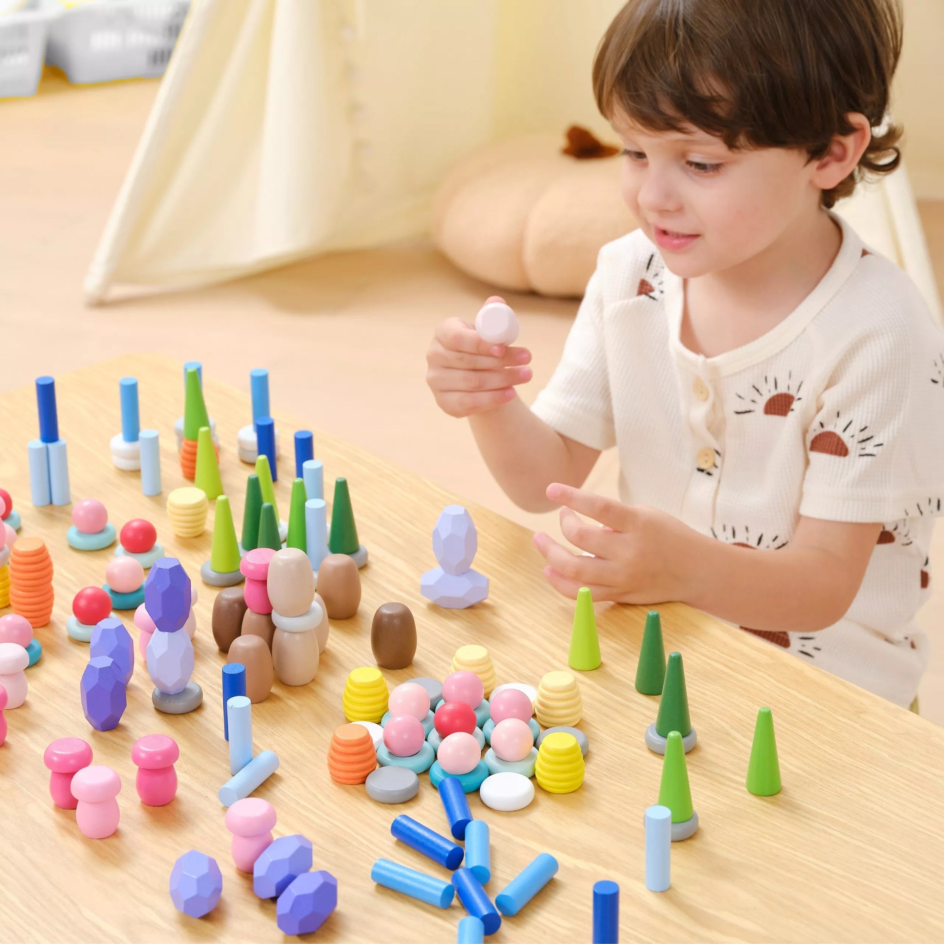 VIGA „Nature Treasures“ medinės kaladėlės – Montessori dėlionė