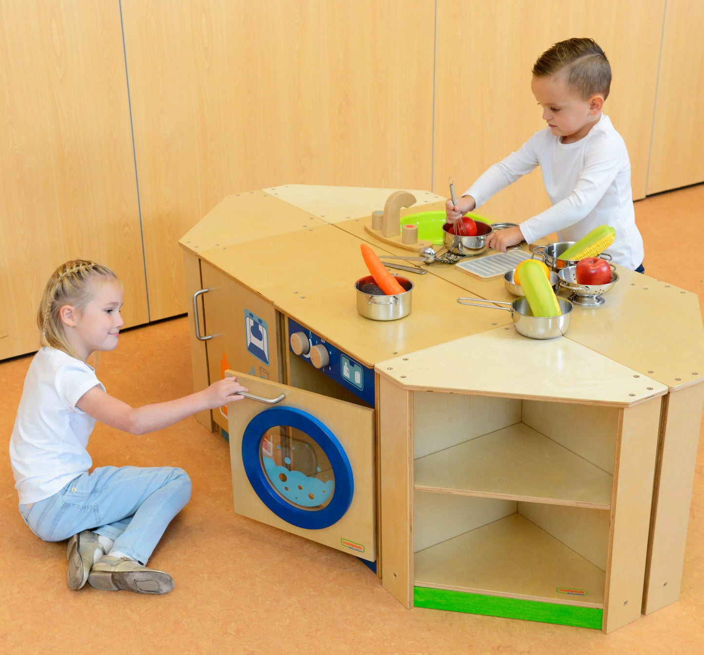 MASTERKIDZ Medinė kampinė virtuvės spintelė vaikams