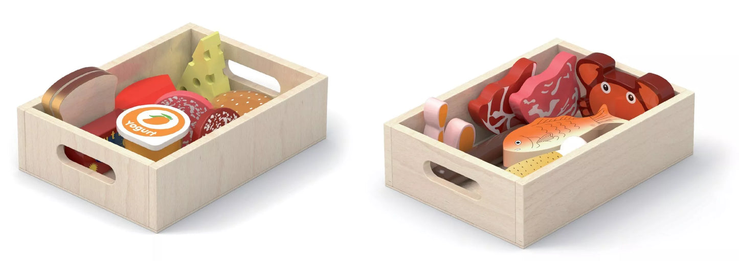 VIGA Medinis maisto produktų rinkinys dėžutėse Pusryčiai Žuvis Mėsa Pieninė