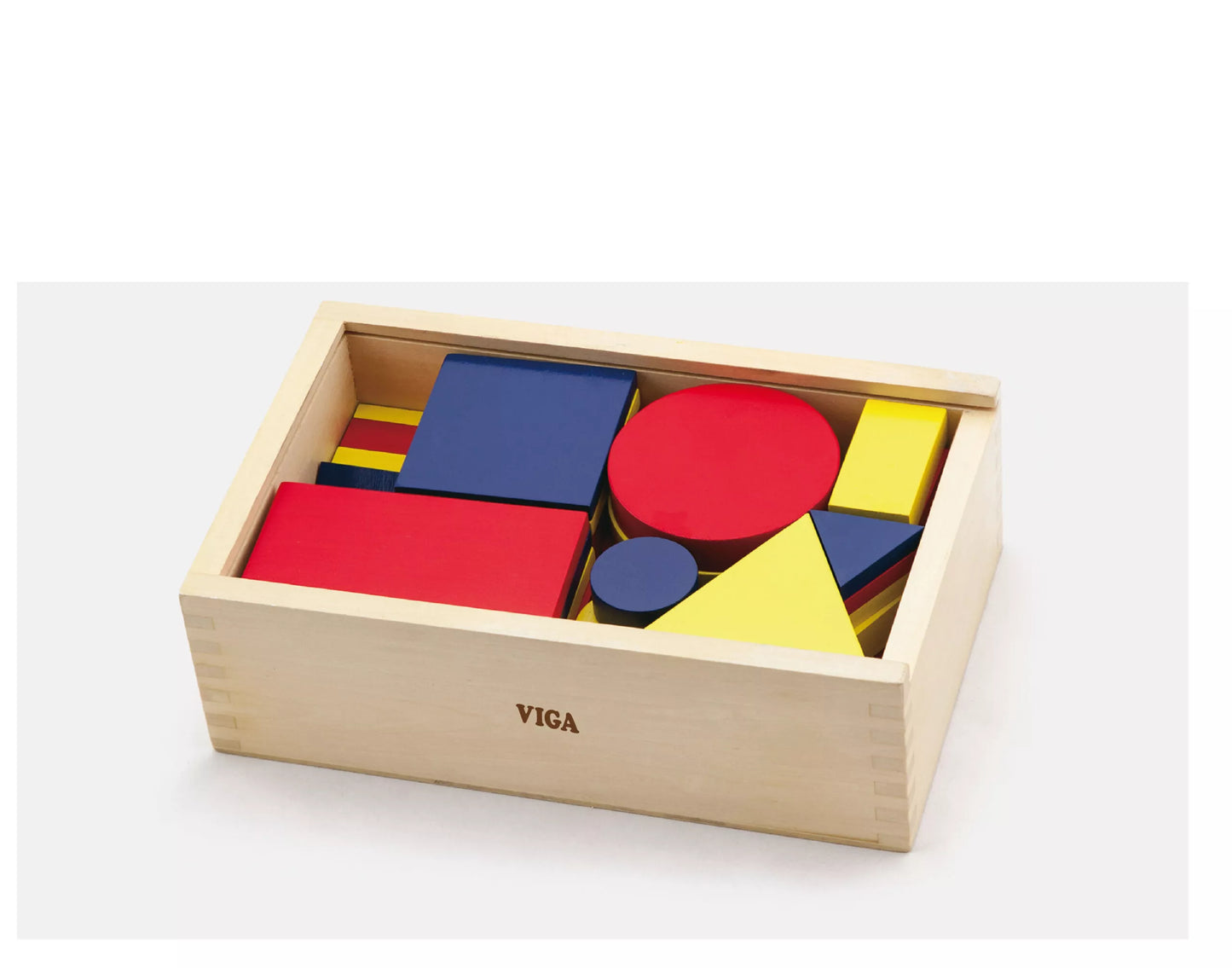 Viga Toys Montessori medinės Dieneso kaladėlės – geometrinės figūros
