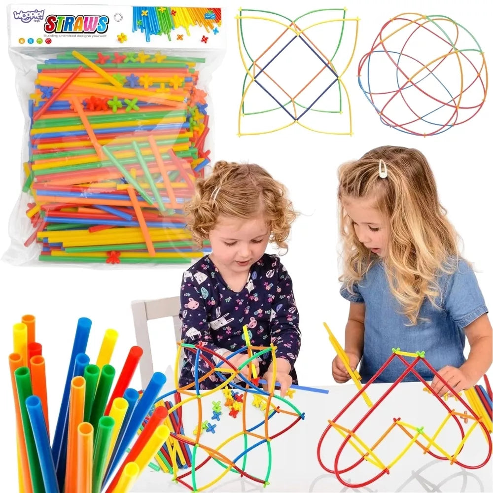 WOOPIE statybinių kaladėlių šiaudeliai, spalvingi, 500 vnt.