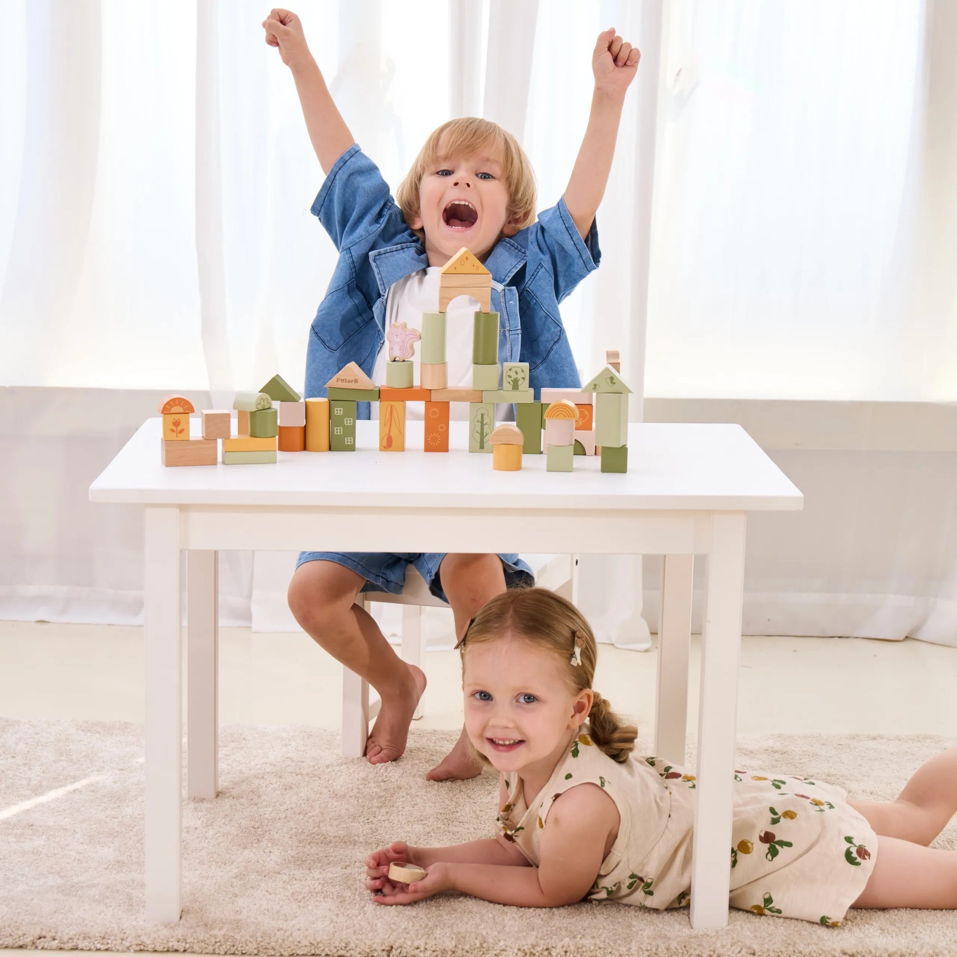 VIGA PolarB mediniai blokeliai „Montessori“ gyvūnai