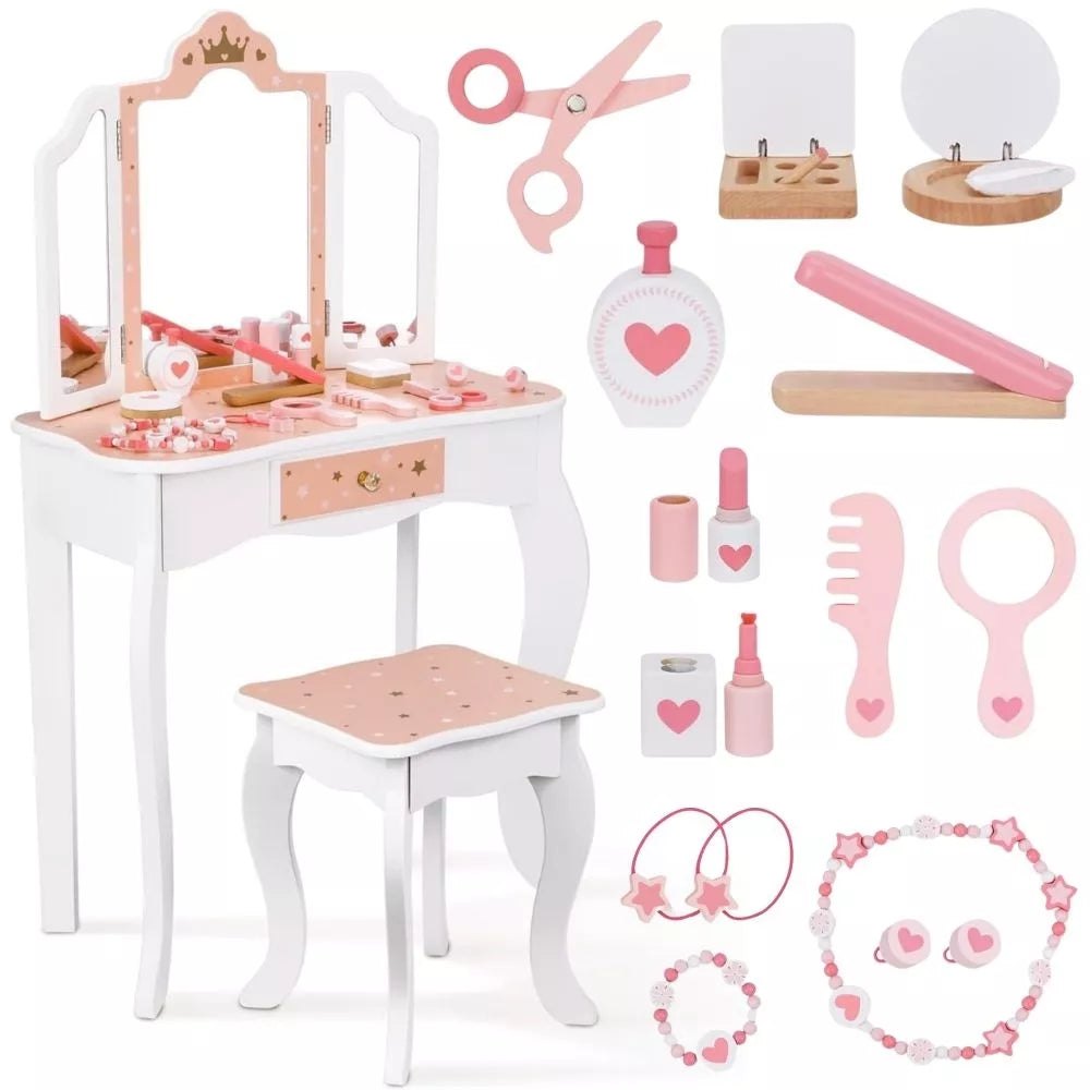 WOOPIE GREEN medinis tualetas su veidrodžiu ir priedais