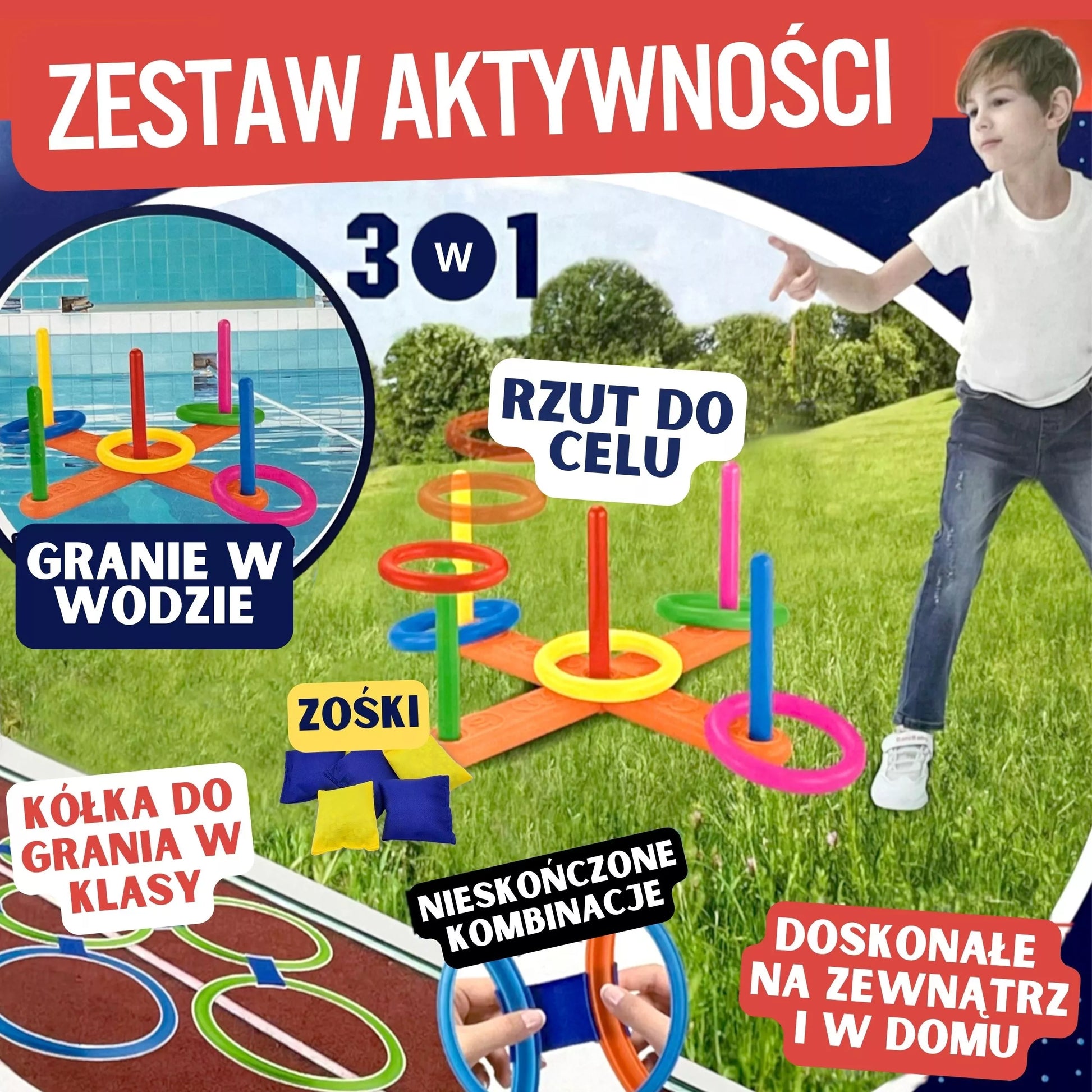 WOOPIE 3 viename „Serso Cornhole Hopscotch“ užmetimo rinkinys