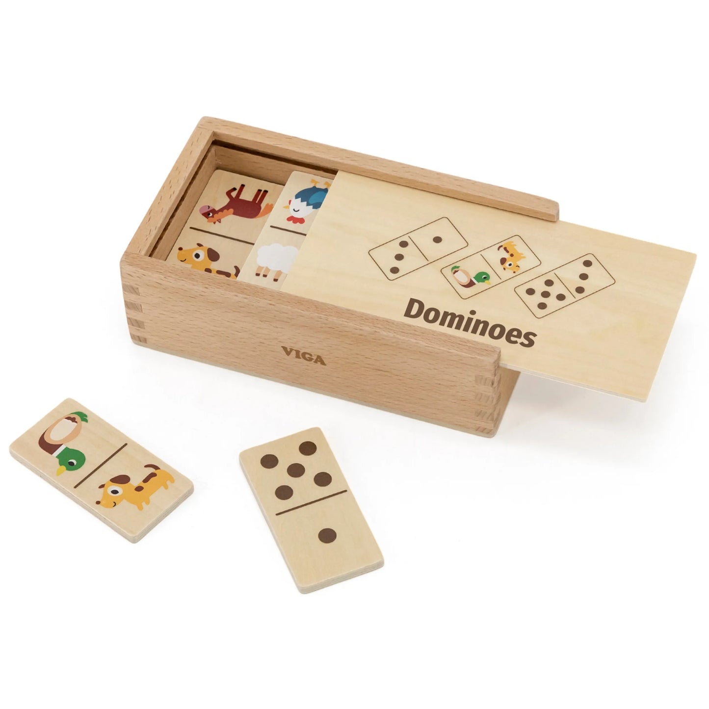 VIGA medinė domino 2 in 1 – gyvūnai ir skaičiai