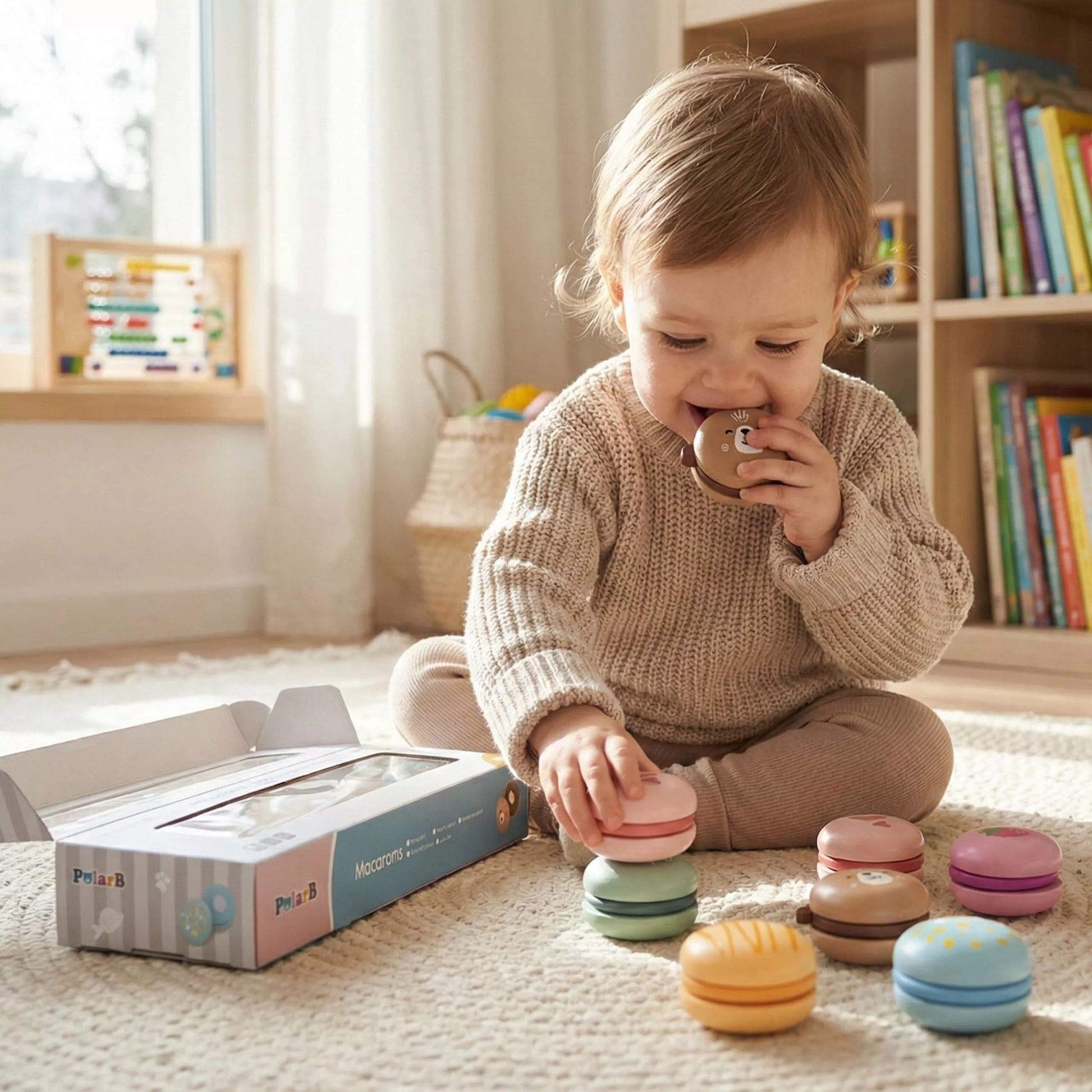 „VIGA PolarB medinių macarons rinkinys su Velcro jungtimis (6 vnt.)