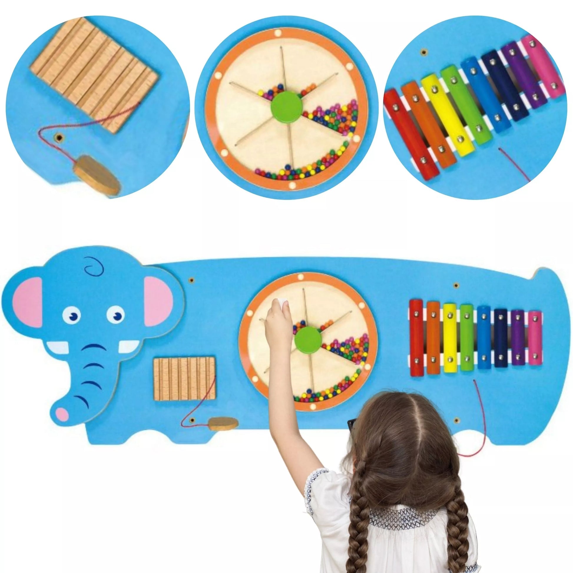 VIGA sensorinės manipuliacijos lenta, dramblys, FSC Montessori sertifikatas