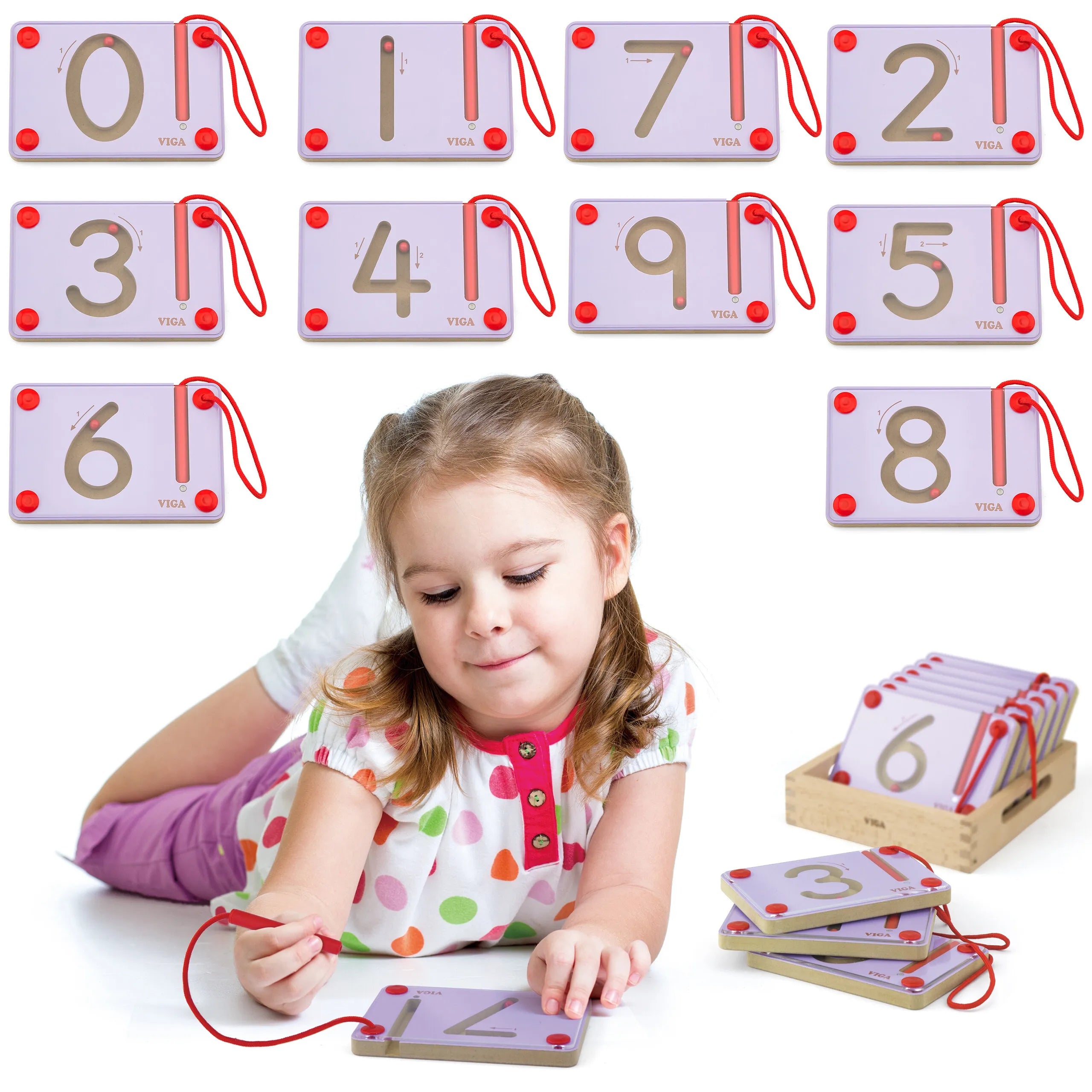 VIGA magnetinės lentos „Skaičių rašymo mokymasis“ Montessori