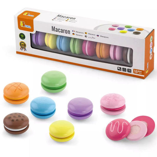 VIGA medinis spalvotų macarons rinkinys, 8 vnt.