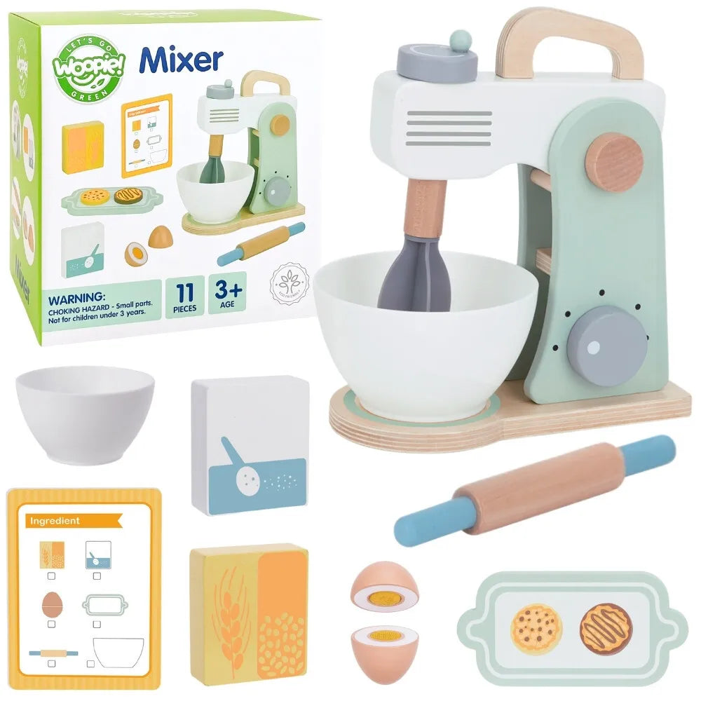 WOOPIE GREEN medinis virtuvės mikseris–blenderis su priedais