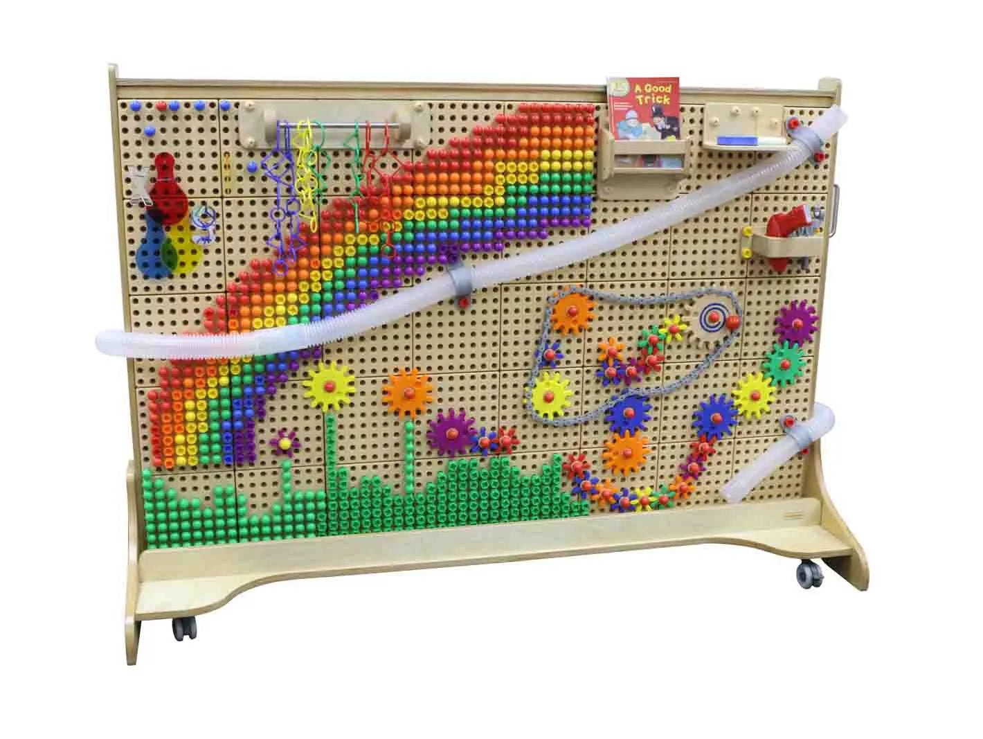 MASTERKIDZ STEM Manipulation Board – mobilus edukacinis manipuliacijų stendas su perforuota sienele