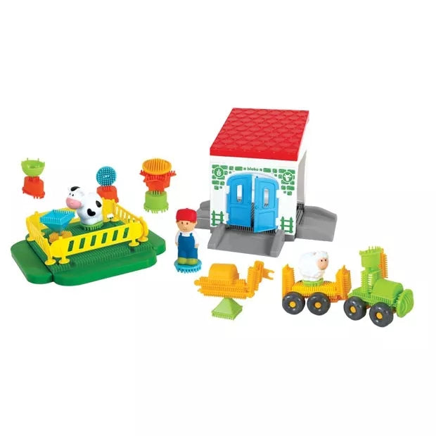 MOCHTOYS Plytos Ežiai Smeigtukai Plytos FARMA dėžutėje 100 vnt. + 3 paveikslai