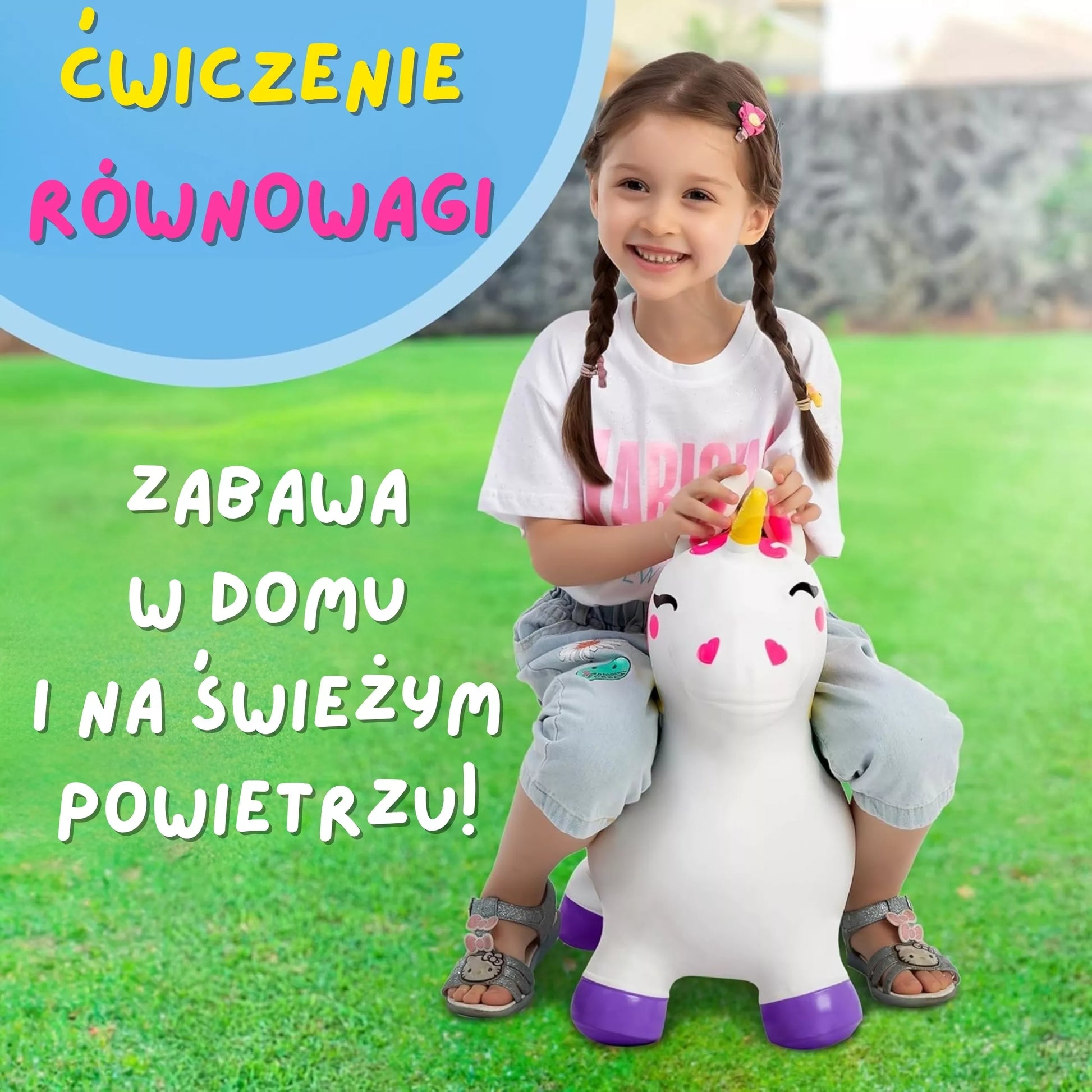 WOOPIE baltas vienaragio šokliukas