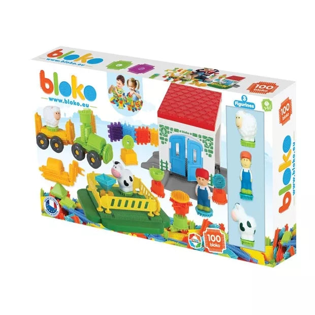 MOCHTOYS Plytos Ežiai Smeigtukai Plytos FARMA dėžutėje 100 vnt. + 3 paveikslai