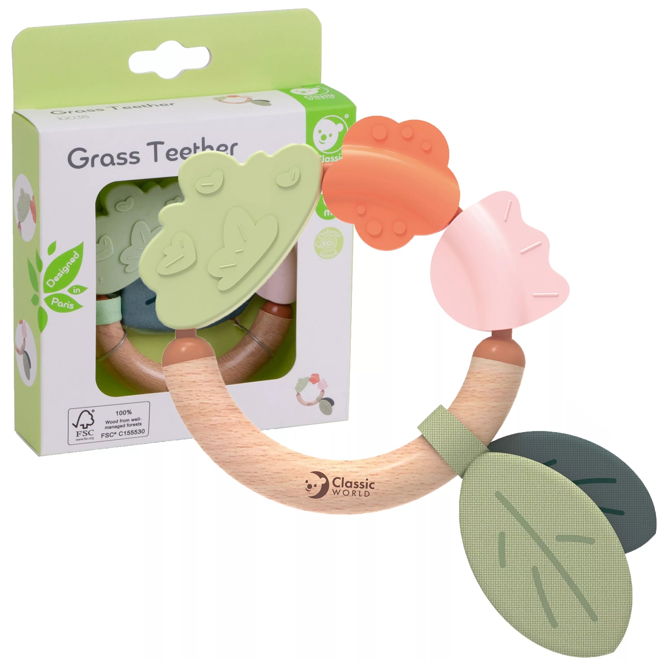 Classic World medinis barškutis–kramtukas kūdikiams