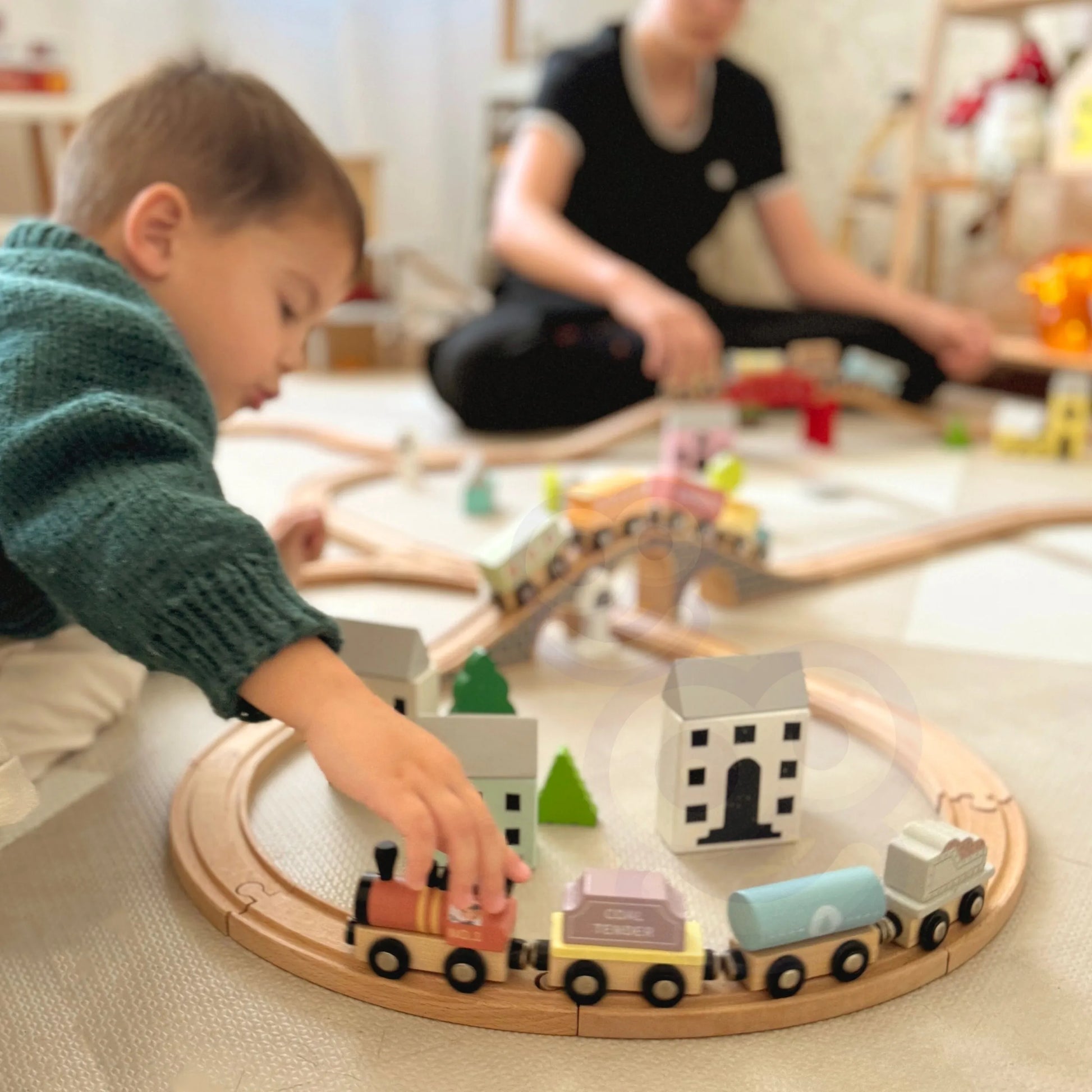 TOOKY TOY mediniai magnetiniai vagonėliai
