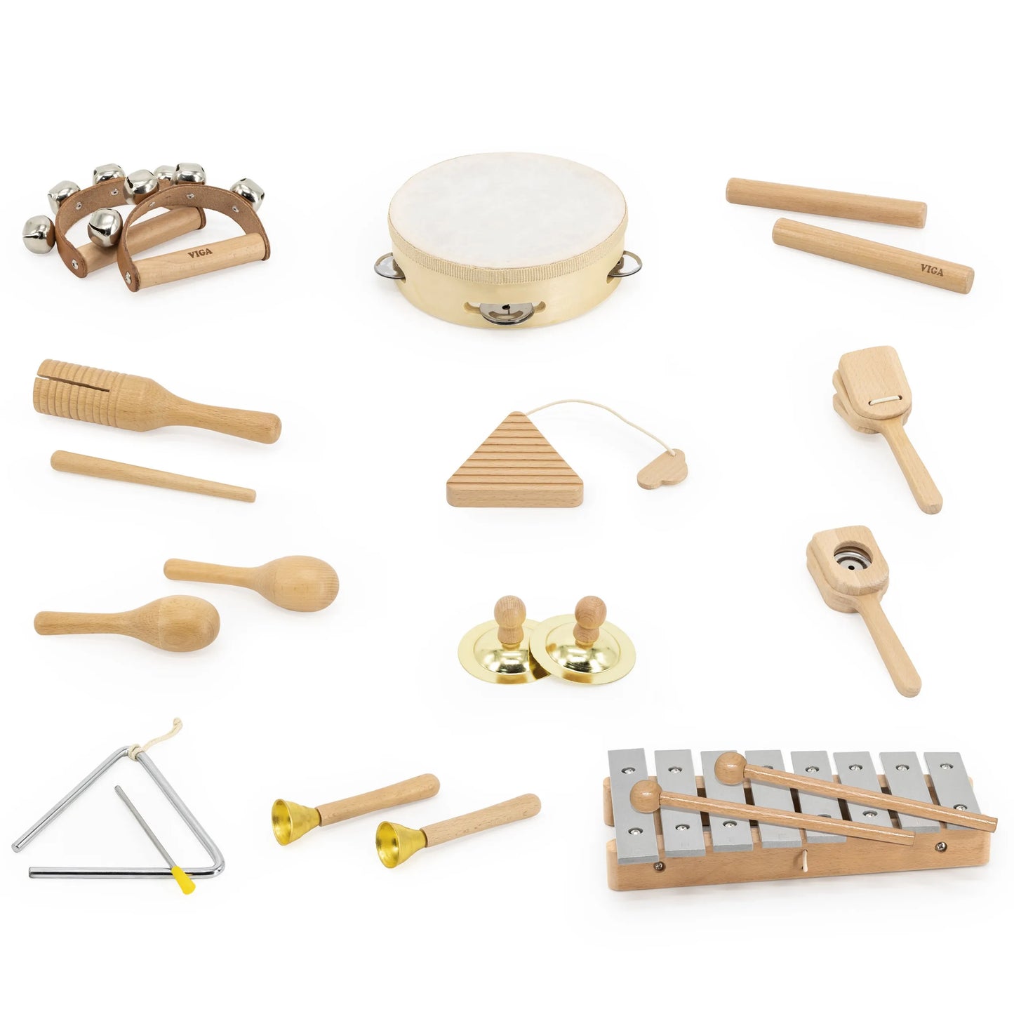 VIGA medinis muzikos lentos rinkinys – 12 perkusinių instrumentų