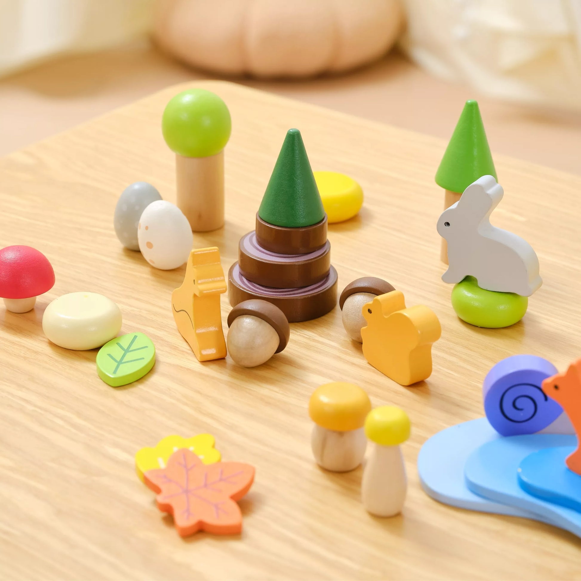 VIGA mediniai kaladėlės „Spalvingos miško pasakos“ dėžutėje, 58 vnt.