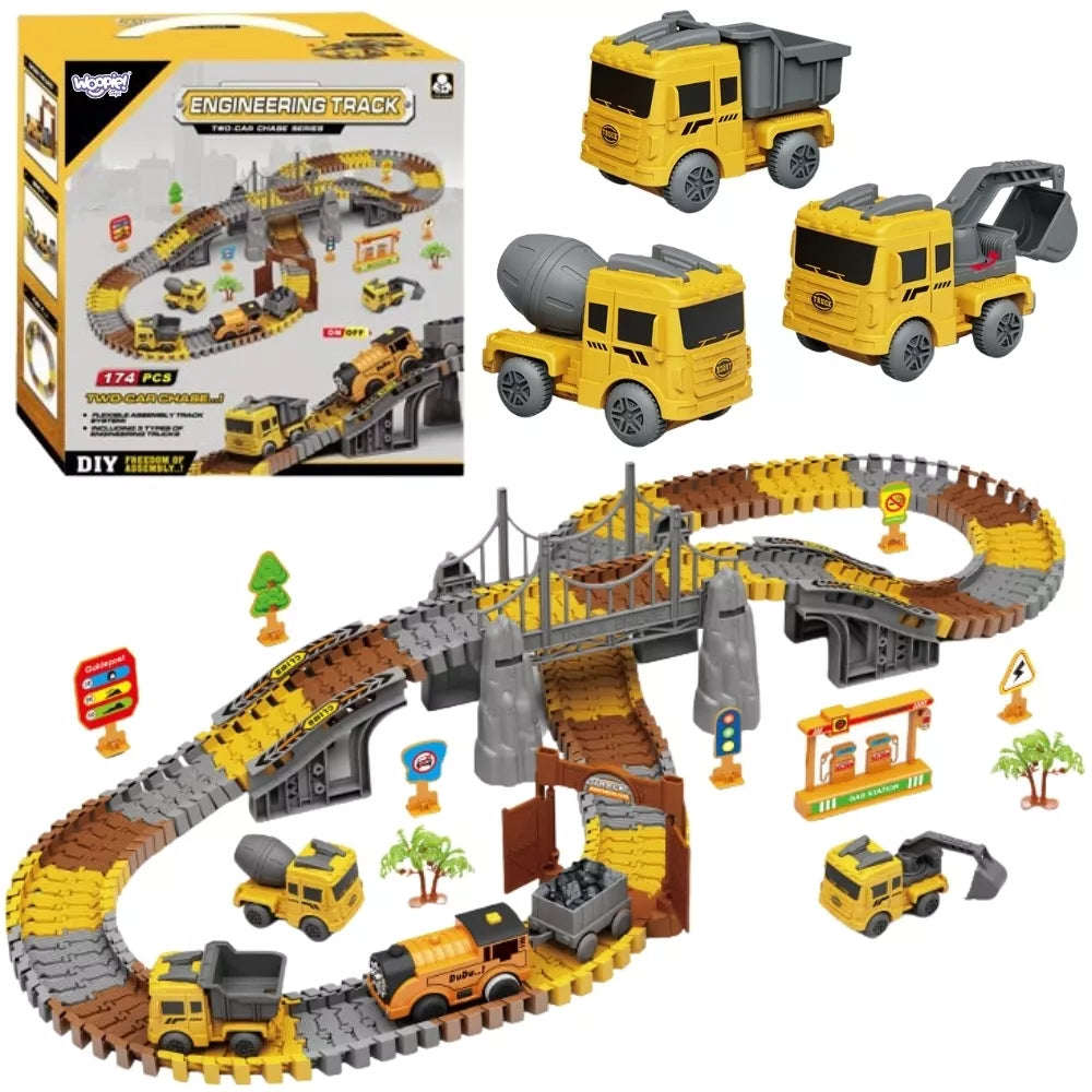 WOOPIE XXL automobilių bėgių elektrinė statybvietė 174 vnt.