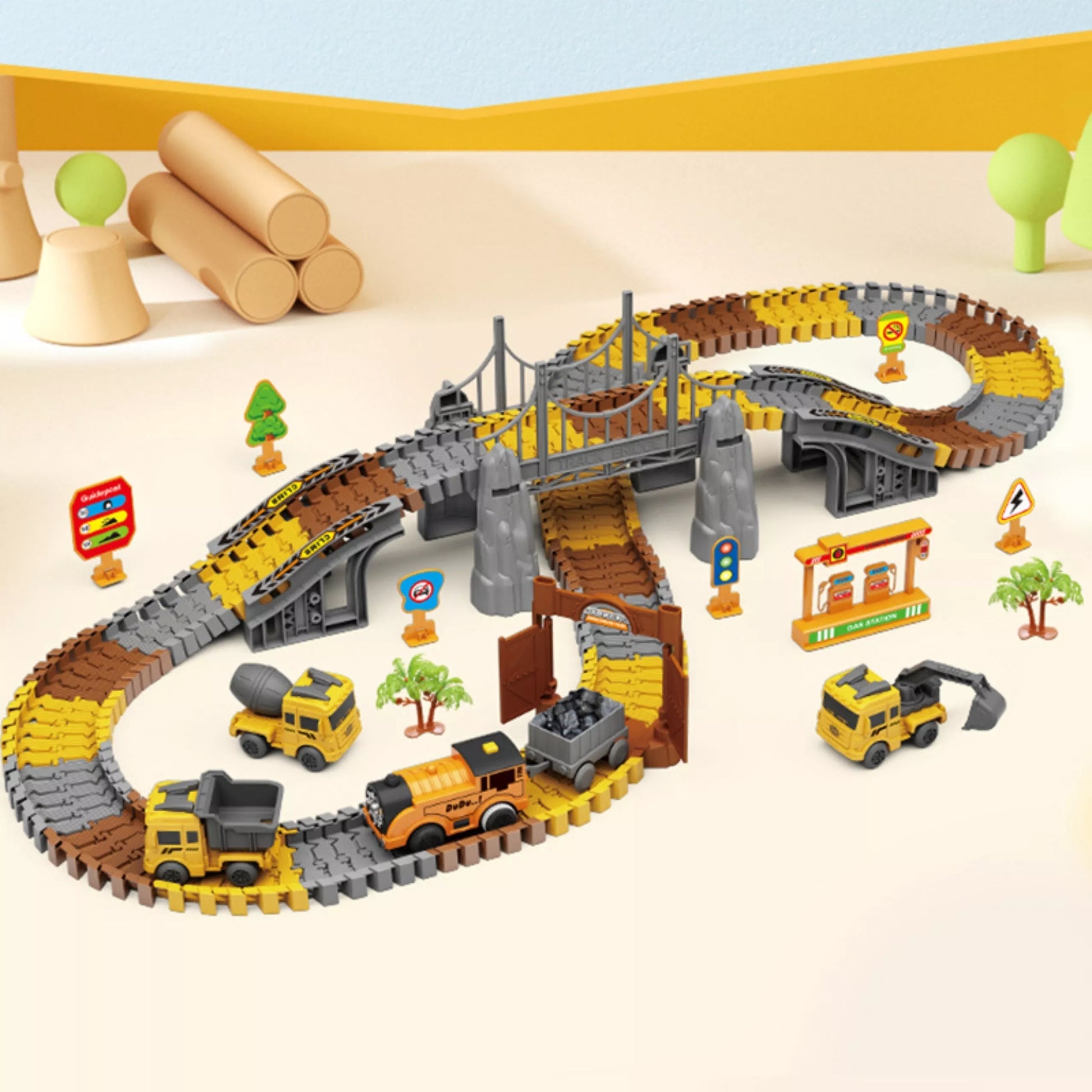 WOOPIE XXL automobilių bėgių elektrinė statybvietė 174 vnt.