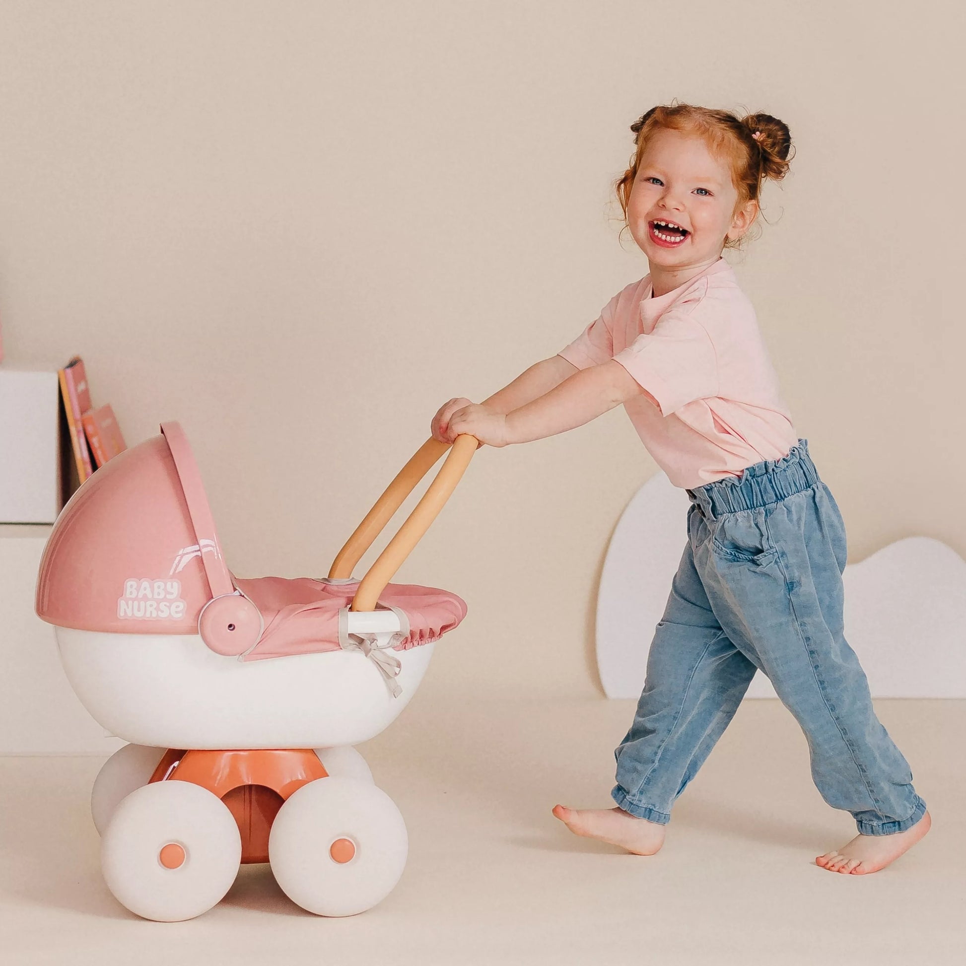 SMOBY Kūdikių slaugytoja Gilus vežimėlis su plastikiniu baldakimu