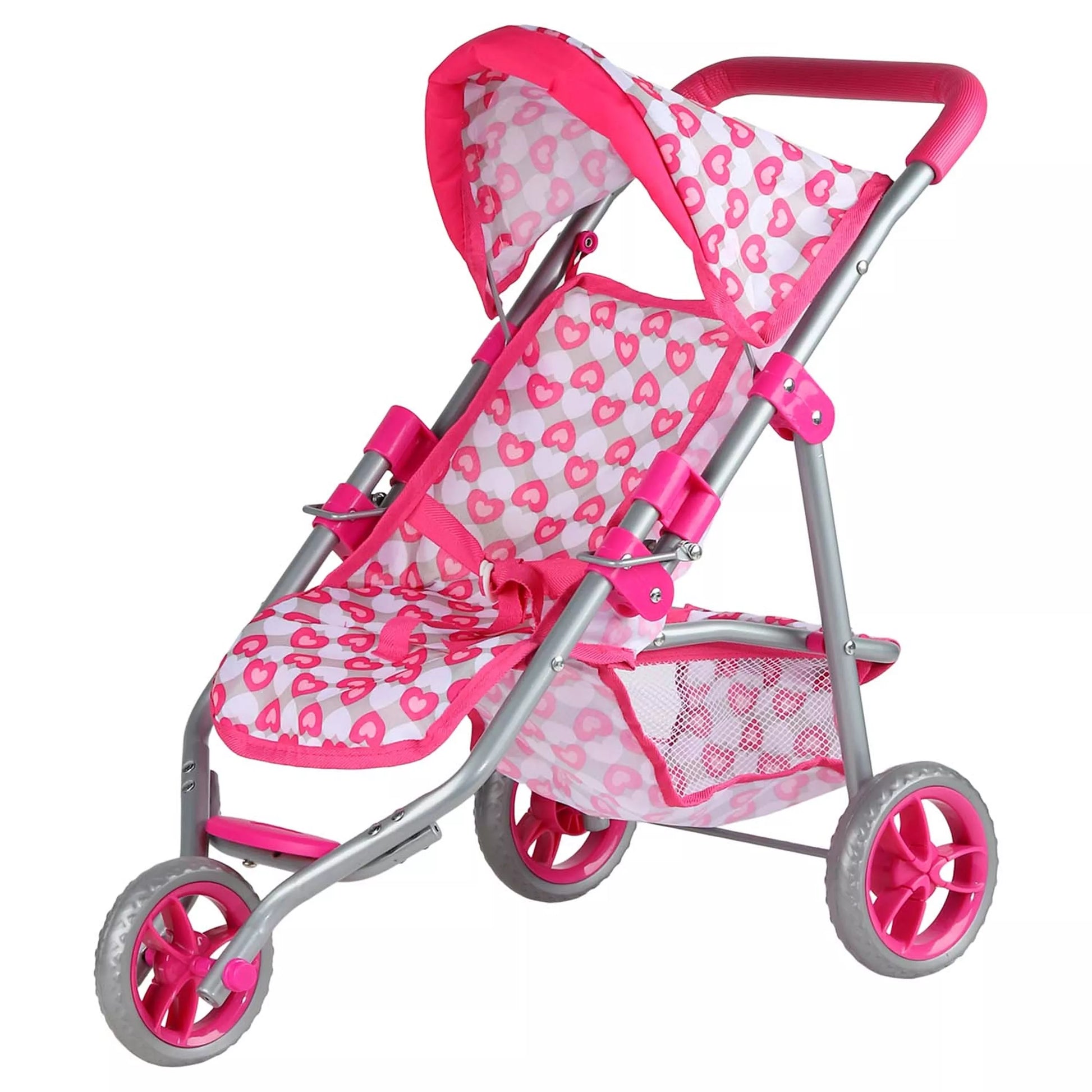 WOOPIE ROYAL rožinės širdies formos triratis lėlių vežimėlis