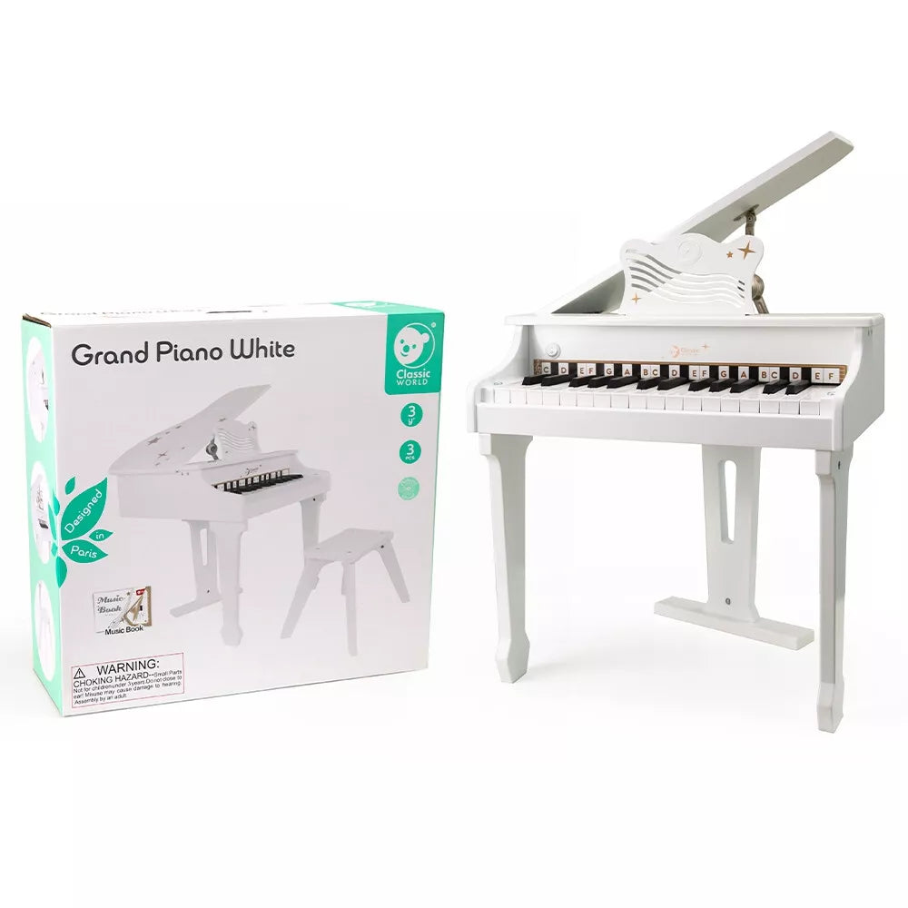 Classic World medinis pianinas su kėdute ir natomis