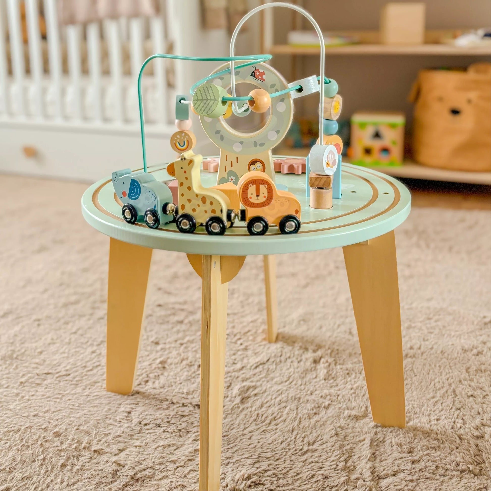 TOOKY TOY medinis edukacinis stalas Montessori XXL vaikams nuo 2 metų Interaktyvus traukinukas