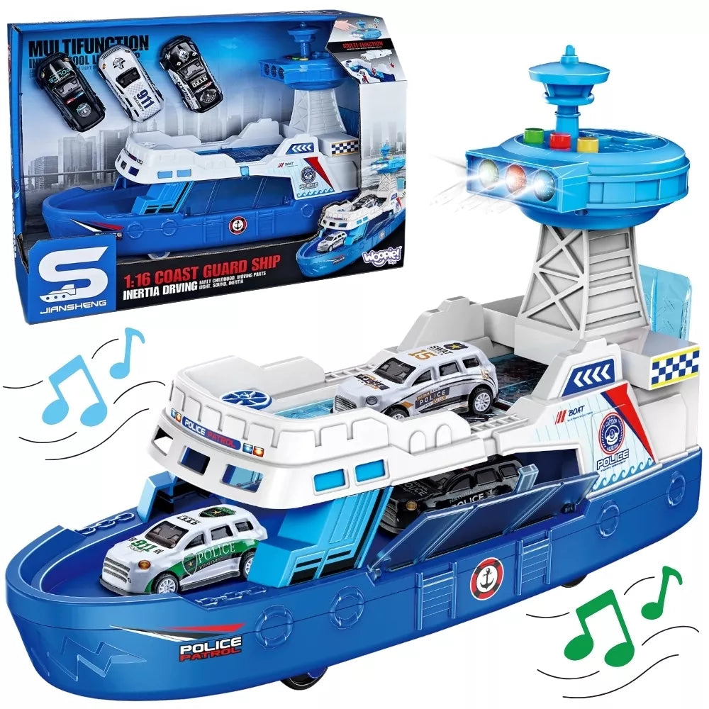 WOOPIE interaktyvus policijos patrulinis kateris – mastelis 1:16 + 3 automobiliai