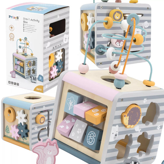 Medinis lavinantis žaidimų centras 5in1 kubas