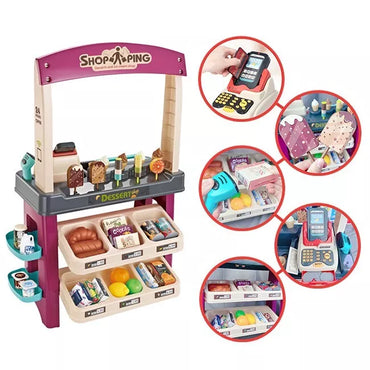 WOOPIE parduotuvėlė–supermarketas su ledais ir saldumynais, šviesos ir garsai + 55 priedai