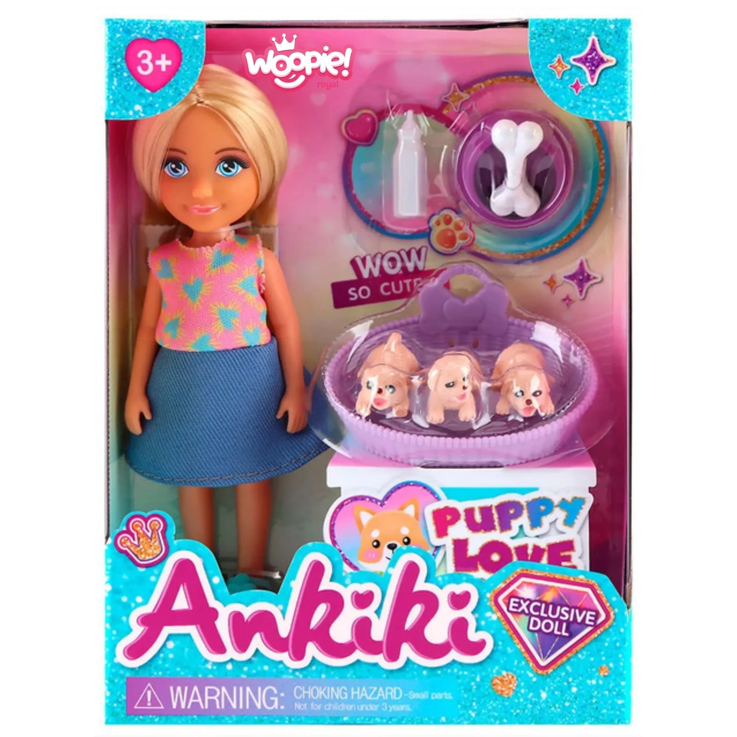 WOOPIE lėlių rinkinys su mielais šuniukais ir priedais