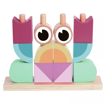 TOOKY TOY medinis krabo dėlionės kaladėlių rinkinys, pastelinės spalvos