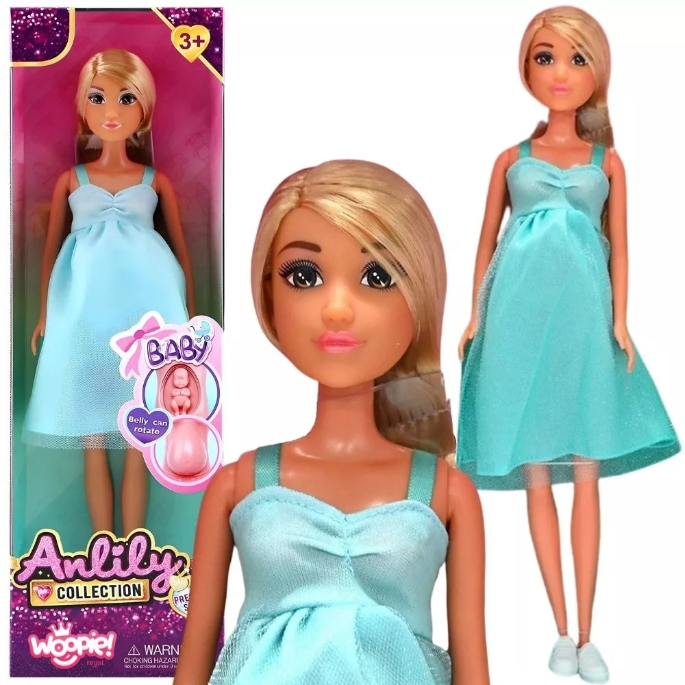 WOOPIE ROYAL Lily Lėlė su Pilvo Nėščia Kūdikių Mėlyna Suknelė