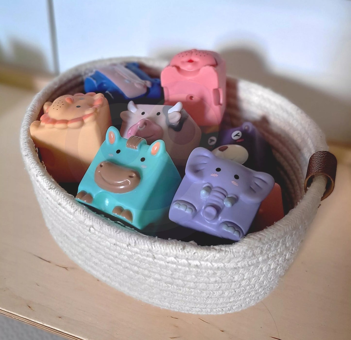 WOOPIE BABY Sensoriniai kaladėlės Suspaudimo Dėlionė Gyvūnų Garsai 12 vnt.